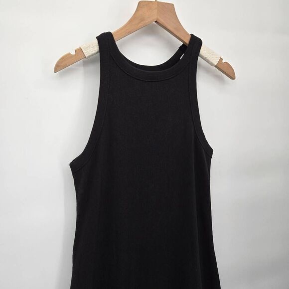 Buck Mason Ribbed Dress Women's Size Small Black Tank Maxi Sleeveless - Picture 4 of 9